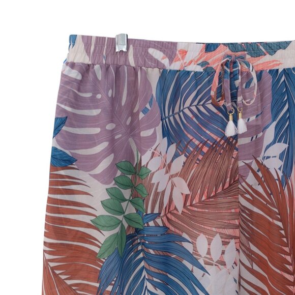 NWOT Jantzen Relaxed Lounge Pants Sz 2X Multicolor Palm Print Tropical Pull On - Picture 3 of 10